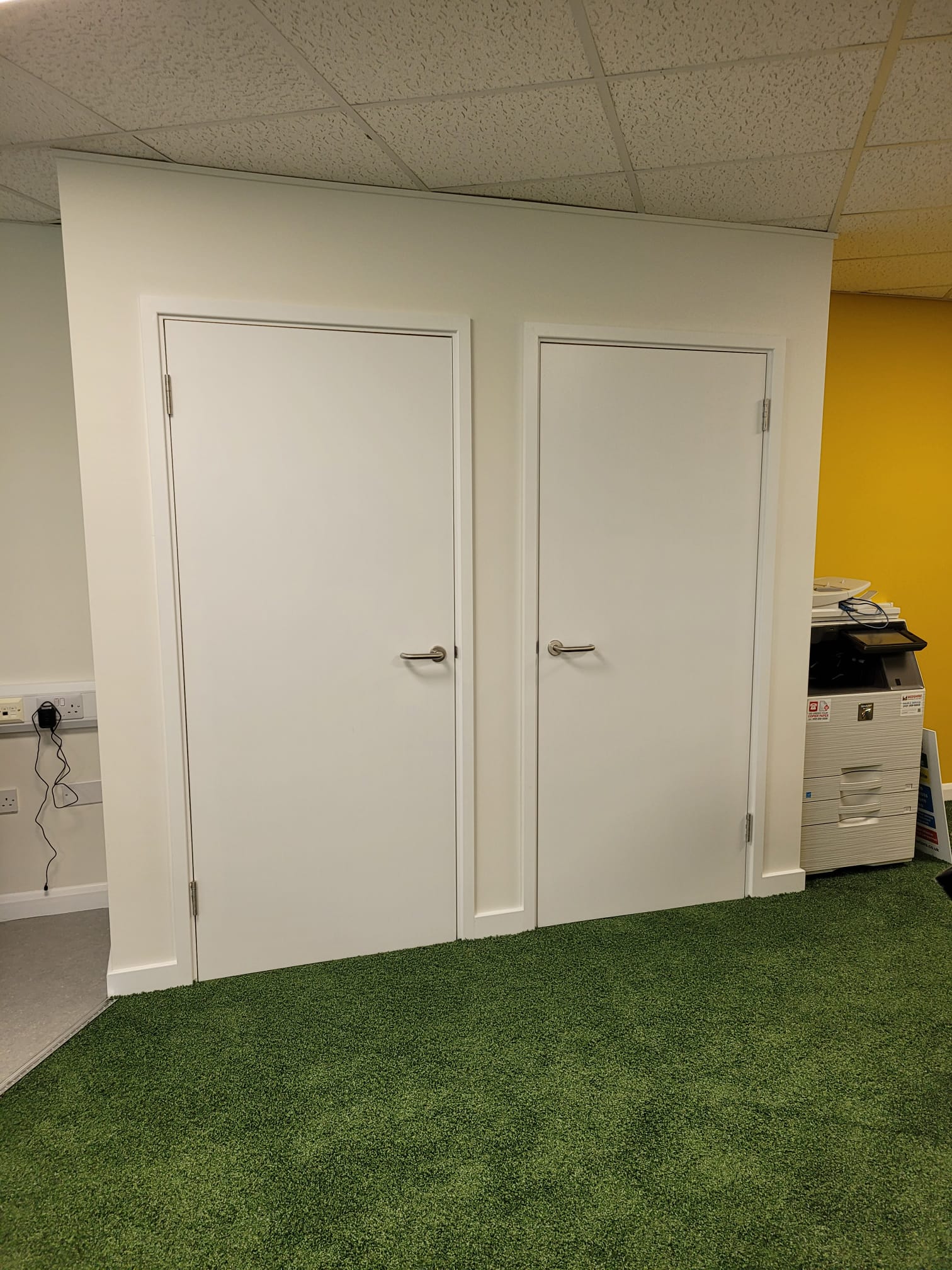 White partition with two white doors