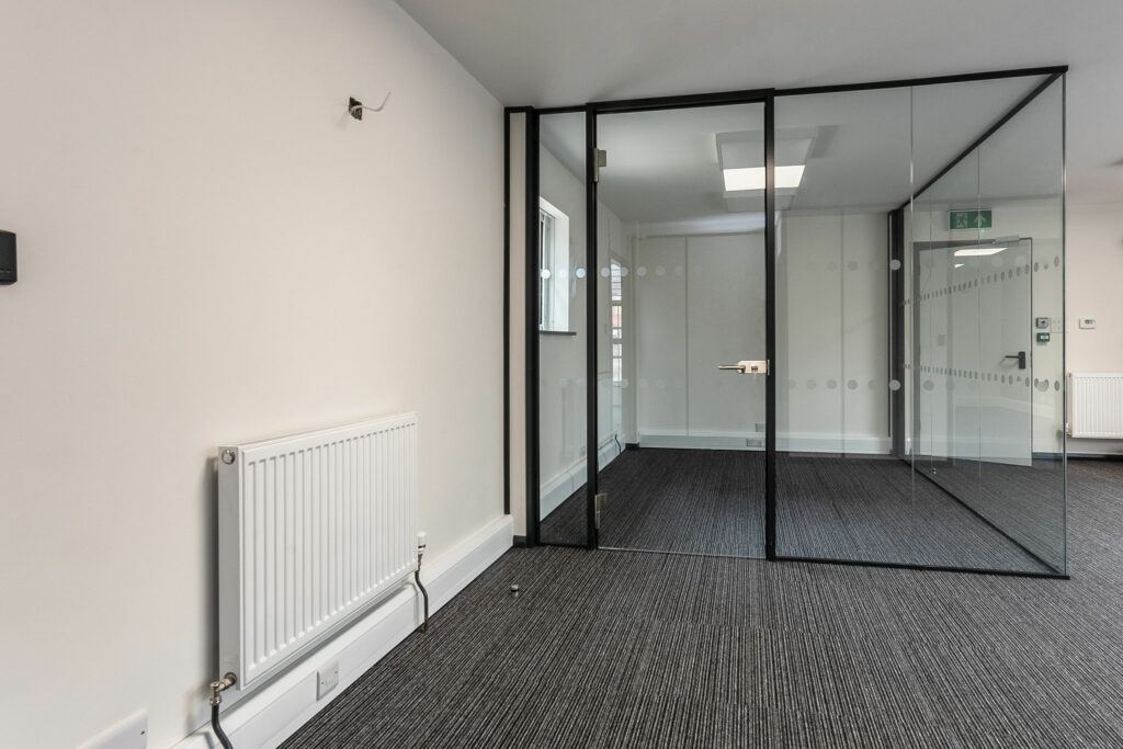 glazed partition corner office